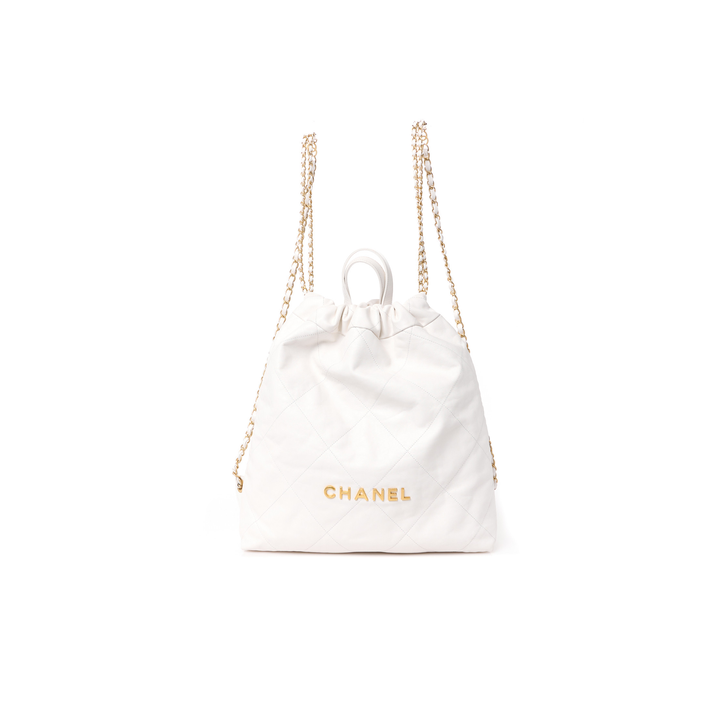 CHANEL MASTER SHINY CALFSKIN QUILTED CHANEL 22 BACKPACK WHITE (34*29*10.5cm)